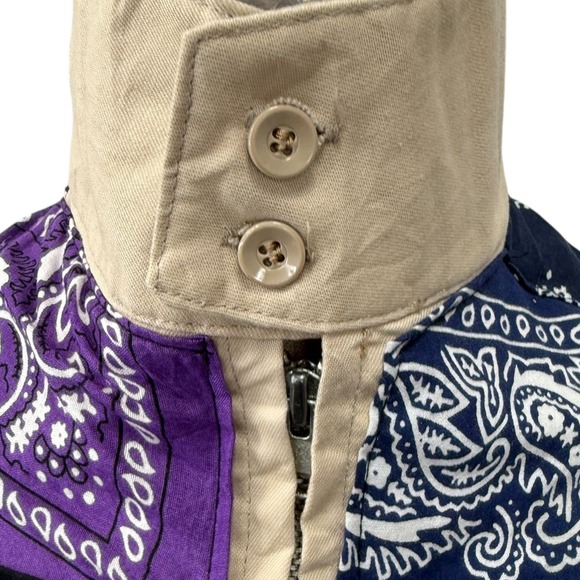 Patchwork Bandana Jacket Womens S Vintage Reworked K Brand Casual YKK Zipper - Picture 10 of 10